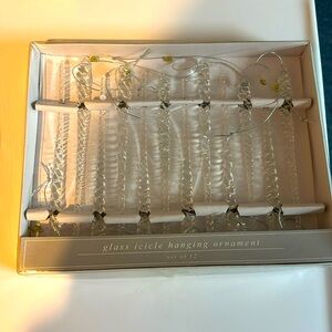 Glass icicle hanging ornament